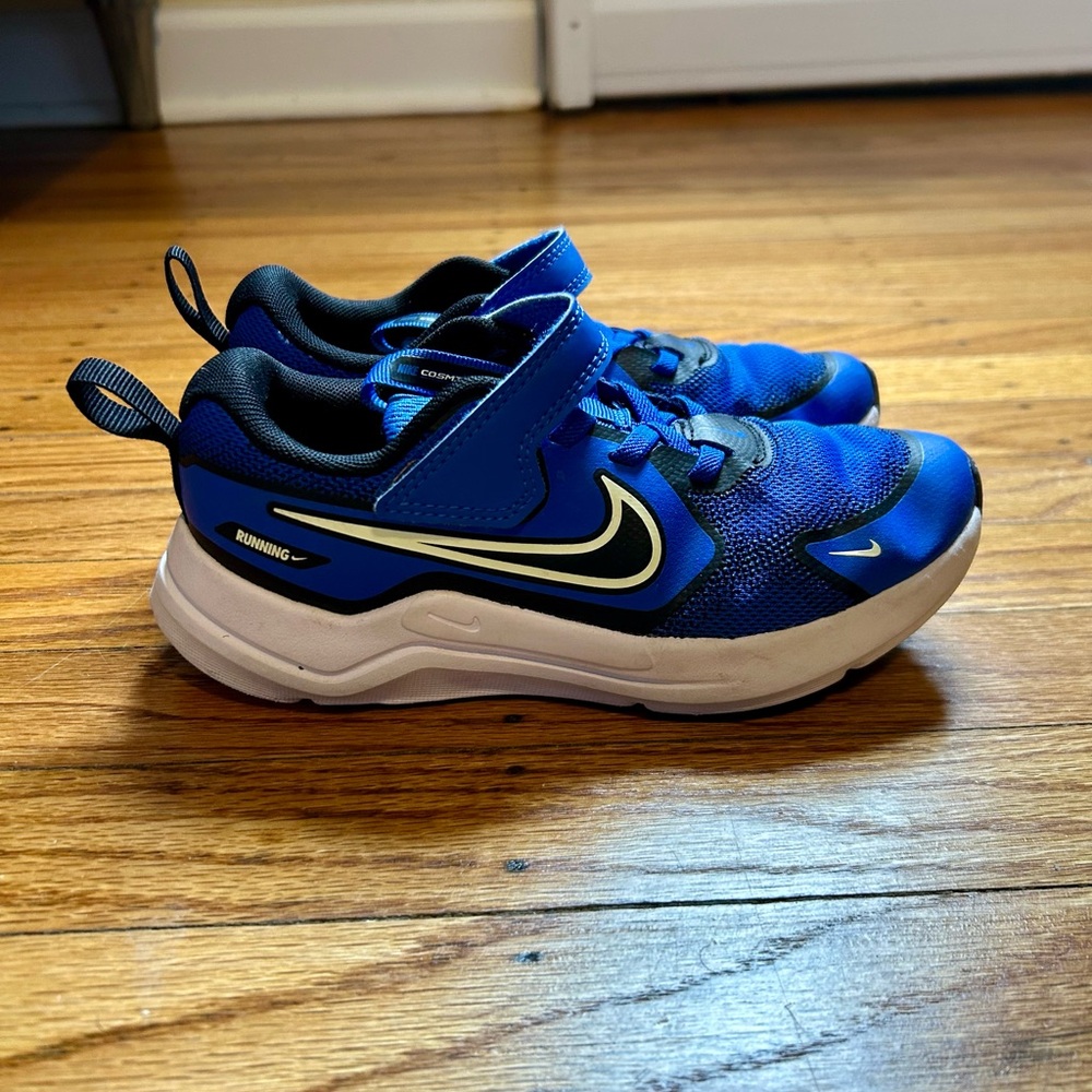 Nike Youth Blue and White Hook-and-Loop Running Sneakers
